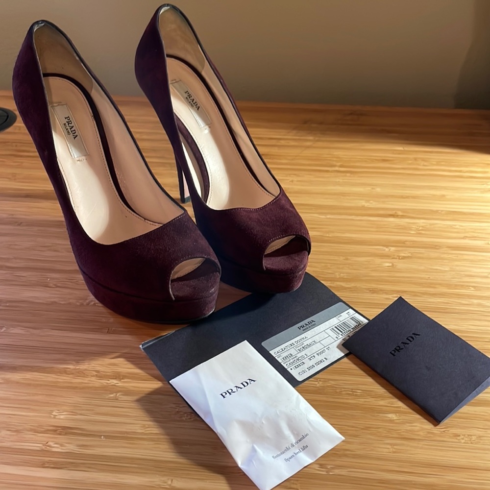 Prada Suede Heel Pumps 37.0